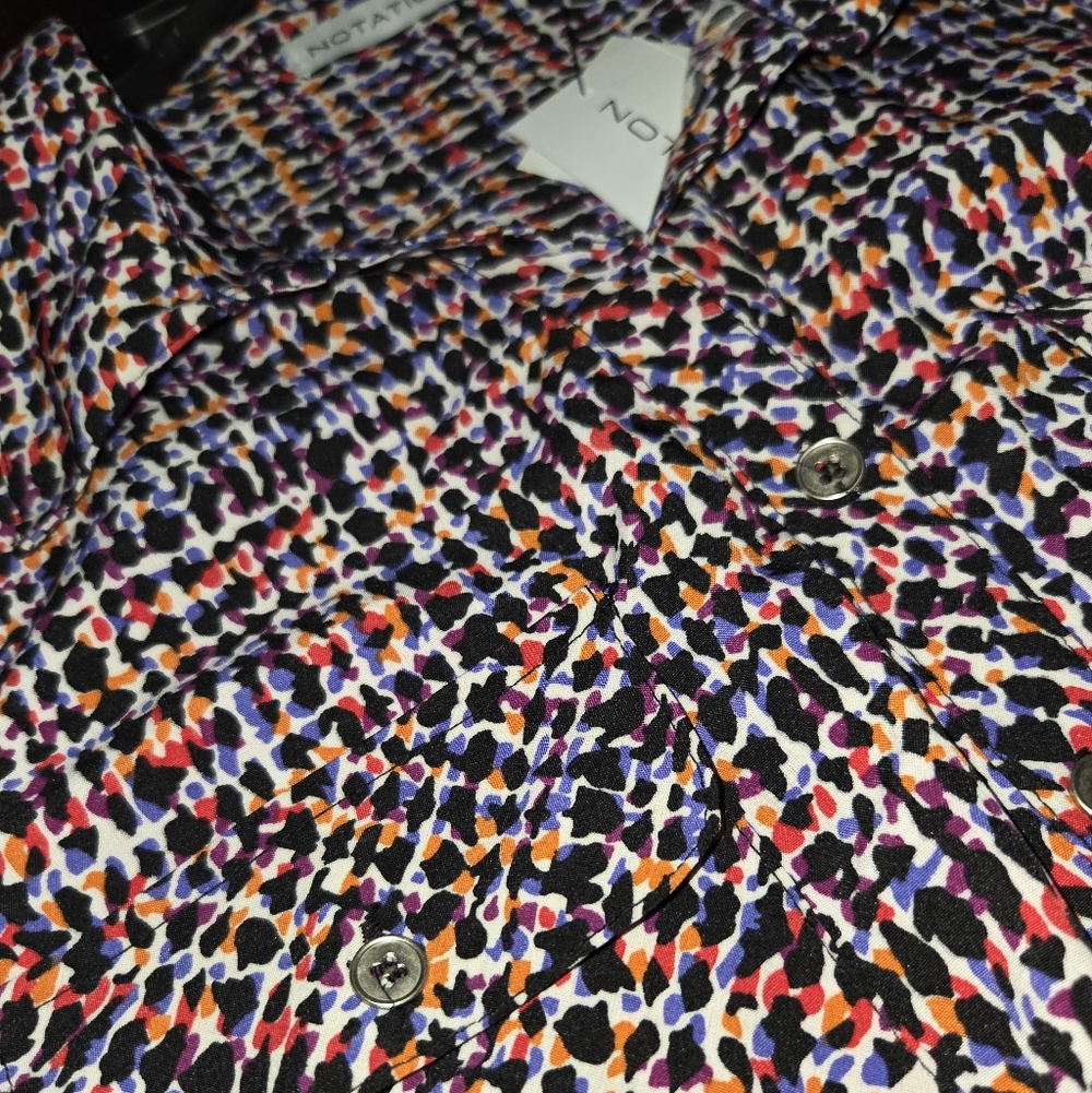 Notations Multicolor Patterned Button-Up Blouse..… - image 3
